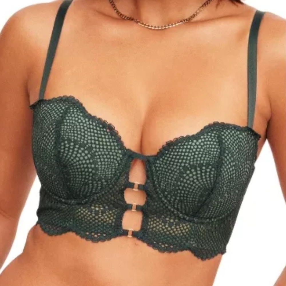 Lace Underwire Bra in Dark Green